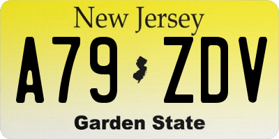 NJ license plate A79ZDV