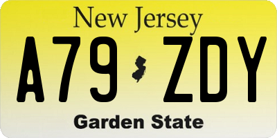 NJ license plate A79ZDY