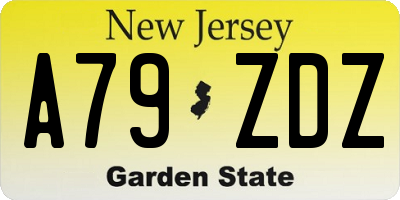 NJ license plate A79ZDZ