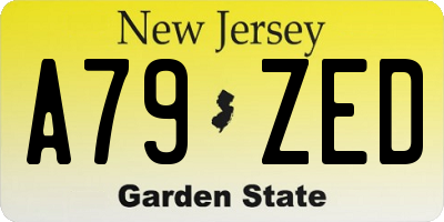 NJ license plate A79ZED