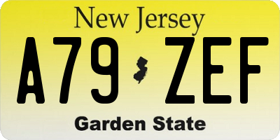 NJ license plate A79ZEF