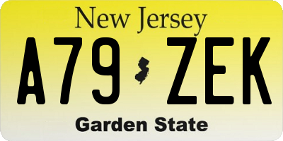 NJ license plate A79ZEK