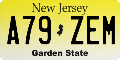 NJ license plate A79ZEM
