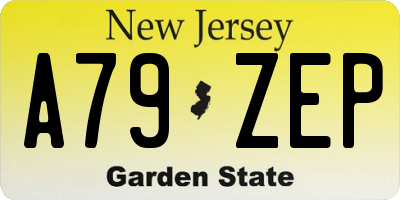 NJ license plate A79ZEP