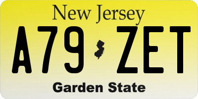 NJ license plate A79ZET