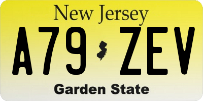 NJ license plate A79ZEV