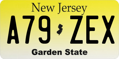 NJ license plate A79ZEX