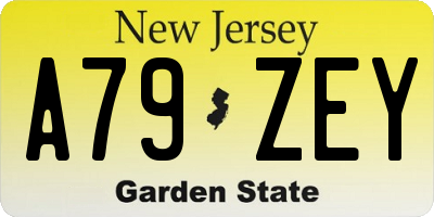 NJ license plate A79ZEY