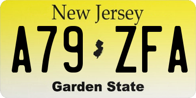 NJ license plate A79ZFA
