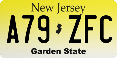 NJ license plate A79ZFC