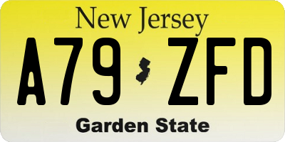 NJ license plate A79ZFD