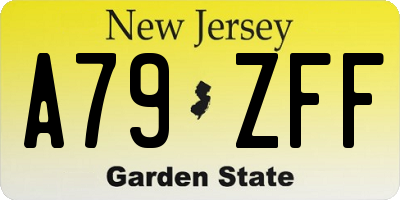 NJ license plate A79ZFF