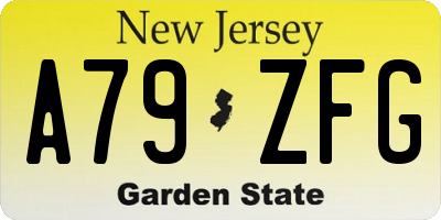 NJ license plate A79ZFG