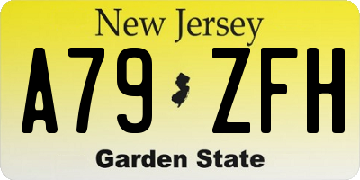 NJ license plate A79ZFH