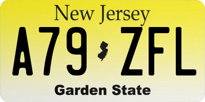 NJ license plate A79ZFL