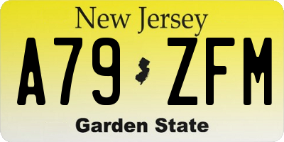 NJ license plate A79ZFM