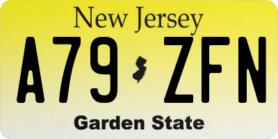NJ license plate A79ZFN
