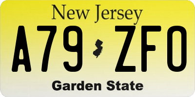 NJ license plate A79ZFO