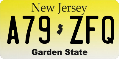 NJ license plate A79ZFQ