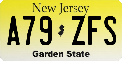 NJ license plate A79ZFS