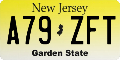 NJ license plate A79ZFT