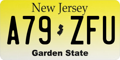 NJ license plate A79ZFU