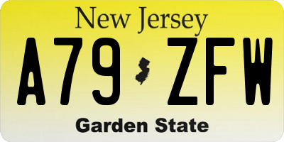 NJ license plate A79ZFW