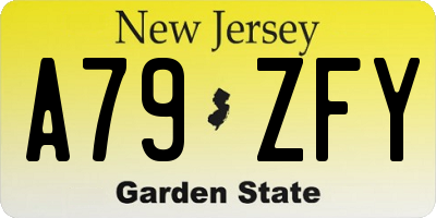 NJ license plate A79ZFY