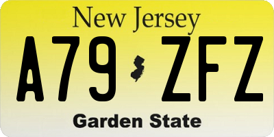 NJ license plate A79ZFZ