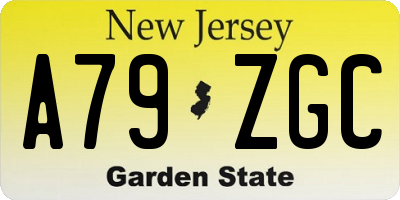 NJ license plate A79ZGC