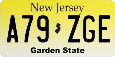 NJ license plate A79ZGE