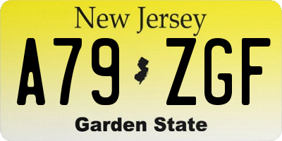 NJ license plate A79ZGF