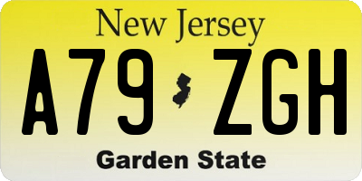 NJ license plate A79ZGH