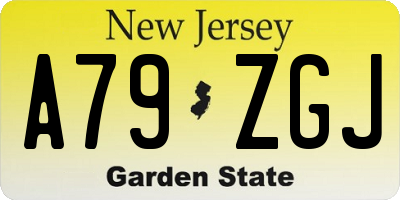 NJ license plate A79ZGJ
