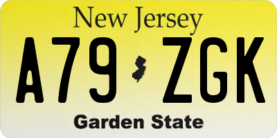 NJ license plate A79ZGK