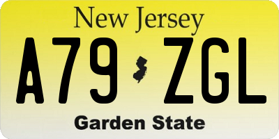 NJ license plate A79ZGL