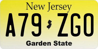 NJ license plate A79ZGO