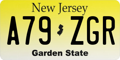 NJ license plate A79ZGR