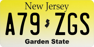 NJ license plate A79ZGS