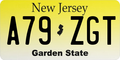NJ license plate A79ZGT