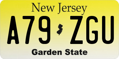 NJ license plate A79ZGU
