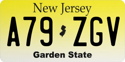 NJ license plate A79ZGV