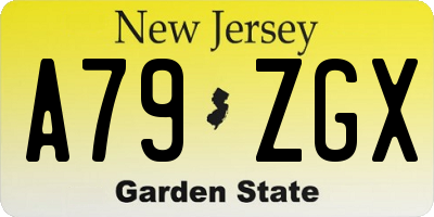 NJ license plate A79ZGX