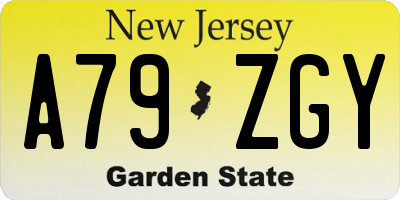 NJ license plate A79ZGY