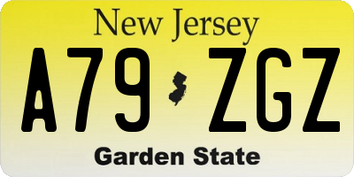 NJ license plate A79ZGZ