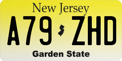 NJ license plate A79ZHD