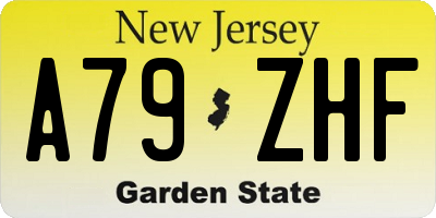NJ license plate A79ZHF