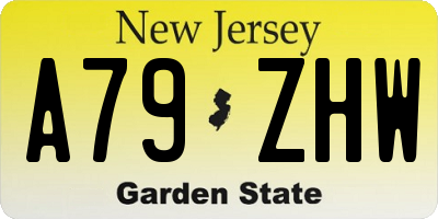 NJ license plate A79ZHW