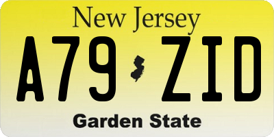 NJ license plate A79ZID