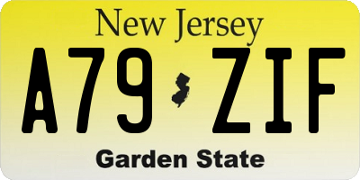 NJ license plate A79ZIF